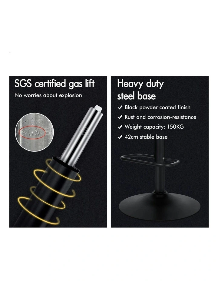 Gas Lift Leather Kitchen Swivel Bar Stools Set Of 2 in White image 3