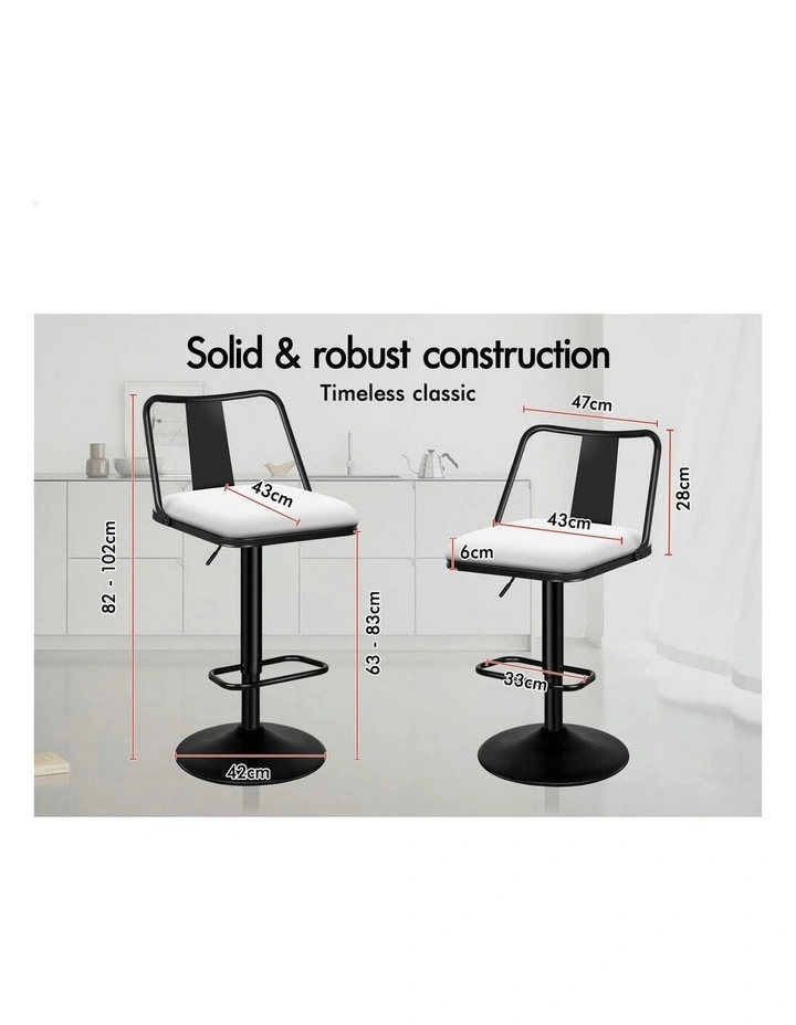 Gas Lift Leather Kitchen Swivel Bar Stools Set Of 2 in White image 5