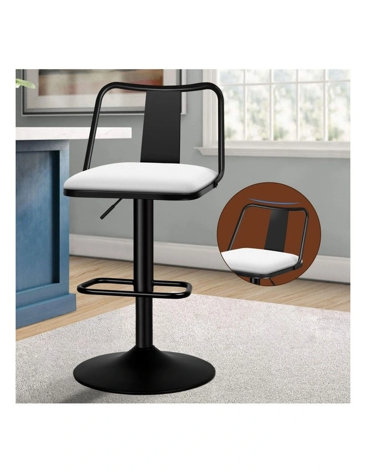 Gas Lift Leather Kitchen Swivel Bar Stools Set Of 2 in White image 7