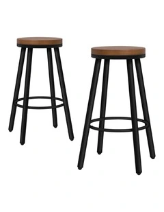 Retro Kitchen Vintage Industrial Rocio Bar Stools Set Of 2 in Black