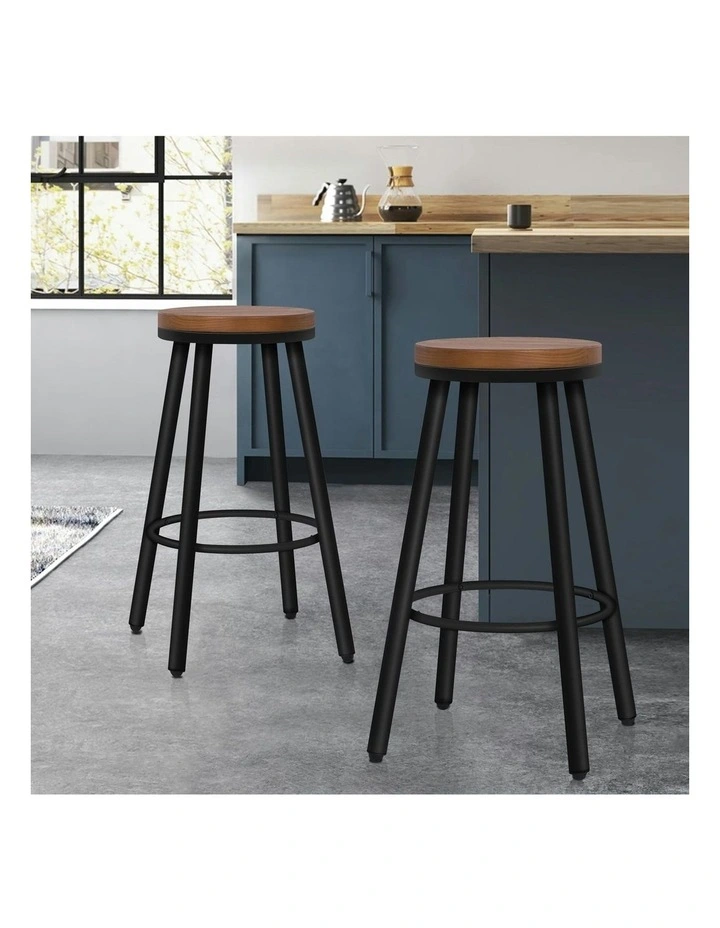 Retro Kitchen Vintage Industrial Rocio Bar Stools Set Of 2 in Black image 2