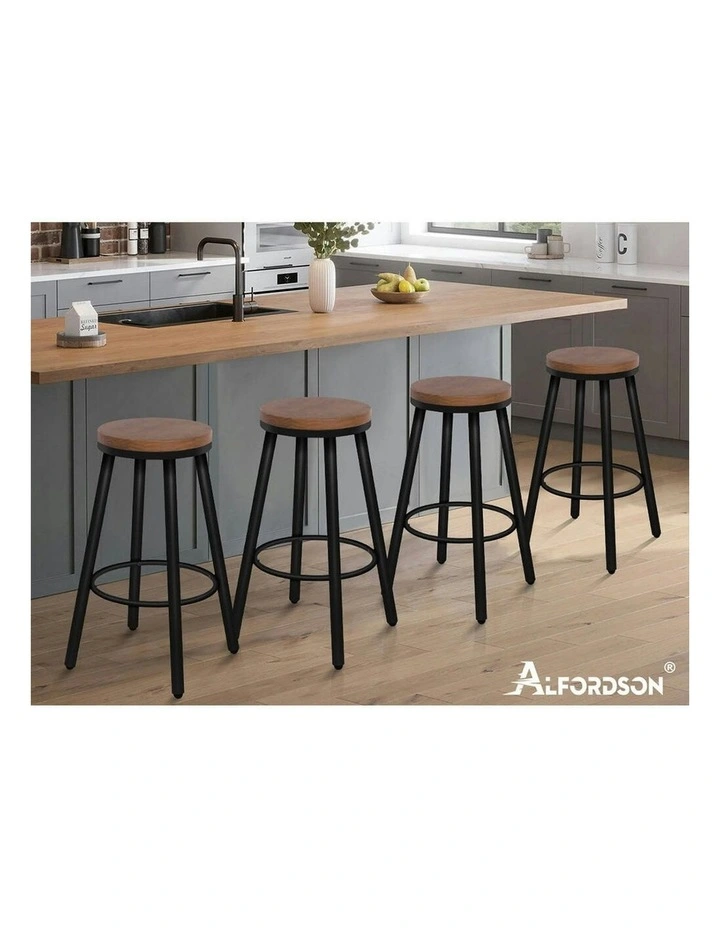 Retro Kitchen Vintage Industrial Rocio Bar Stools Set Of 2 in Black image 6