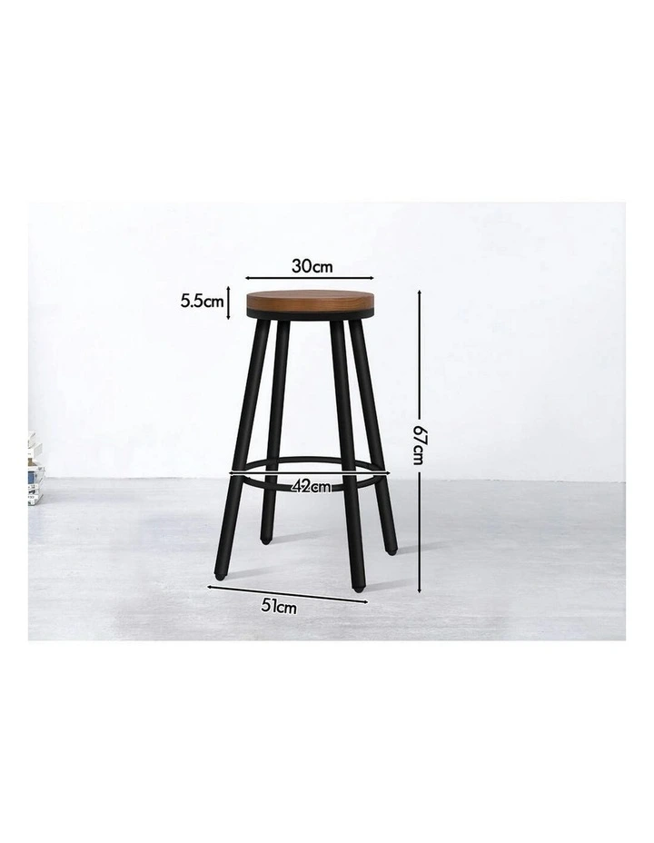 Retro Kitchen Vintage Industrial Rocio Bar Stools Set Of 2 in Black image 7