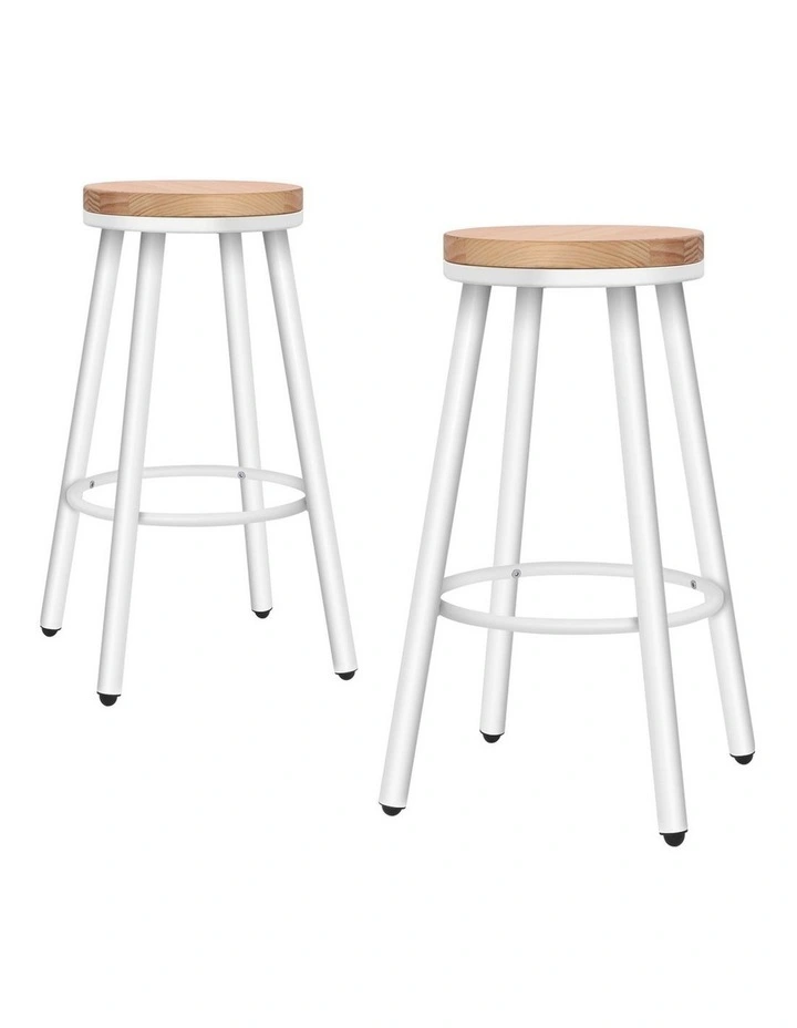 Retro Kitchen Vintage Industrial Bar Stools Set Of 2 in White image 1