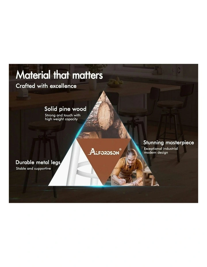 Retro Kitchen Vintage Industrial Bar Stools Set Of 2 in White image 3