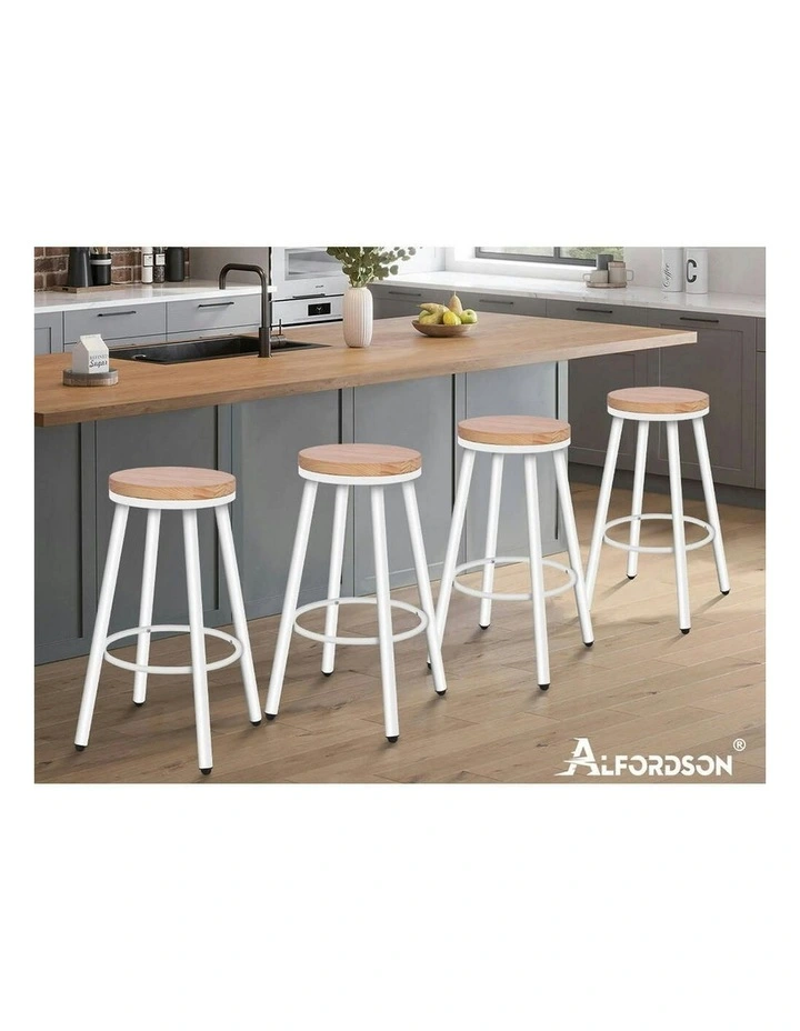 Retro Kitchen Vintage Industrial Bar Stools Set Of 2 in White image 6