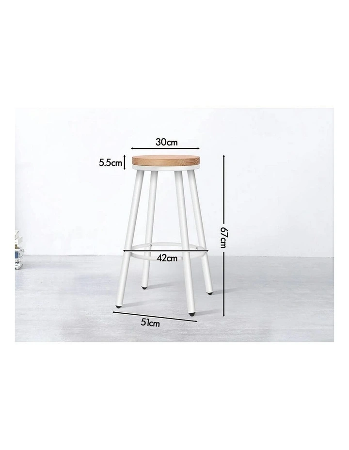 Retro Kitchen Vintage Industrial Bar Stools Set Of 2 in White image 7