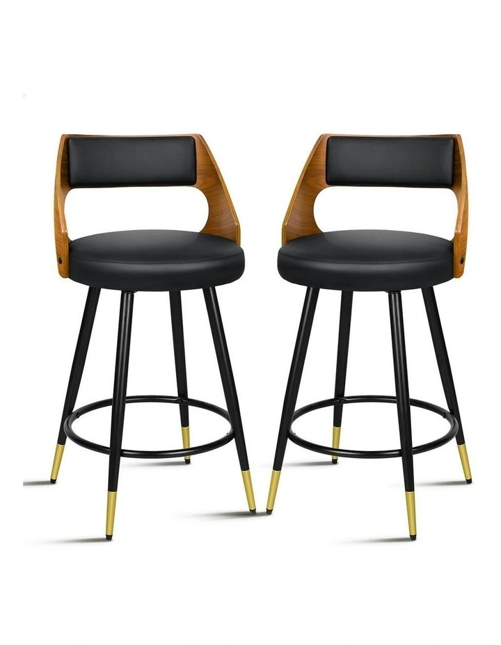 Morgan Kitchen Wooden Dining Swivel Bar Stools Set Of 2 in Black image 1