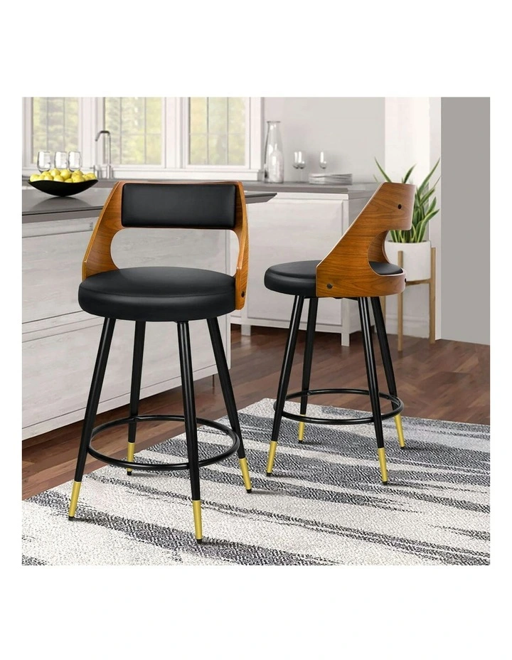 Morgan Kitchen Wooden Dining Swivel Bar Stools Set Of 2 in Black image 2