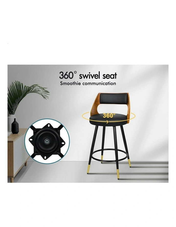 Morgan Kitchen Wooden Dining Swivel Bar Stools Set Of 2 in Black image 3