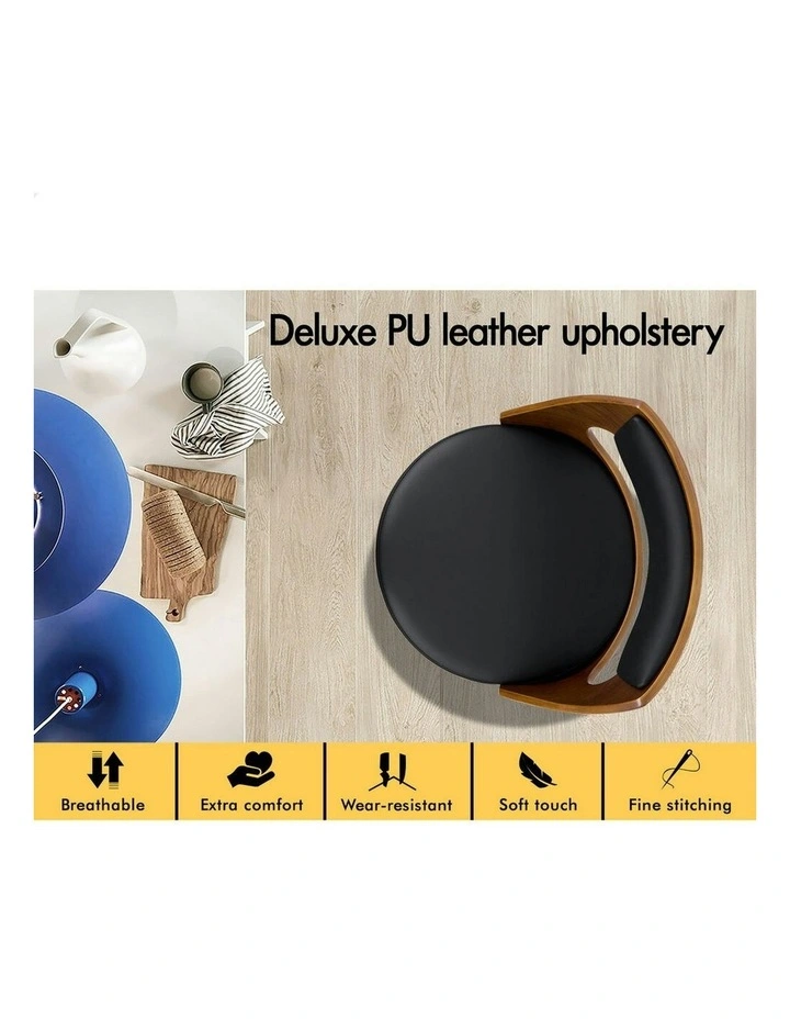 Morgan Kitchen Wooden Dining Swivel Bar Stools Set Of 2 in Black image 4