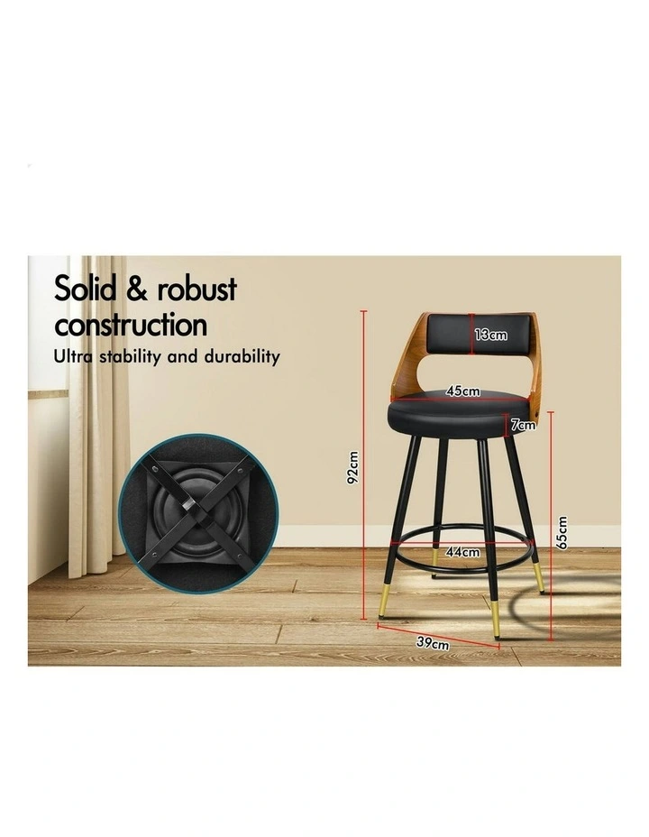 Morgan Kitchen Wooden Dining Swivel Bar Stools Set Of 2 in Black image 5