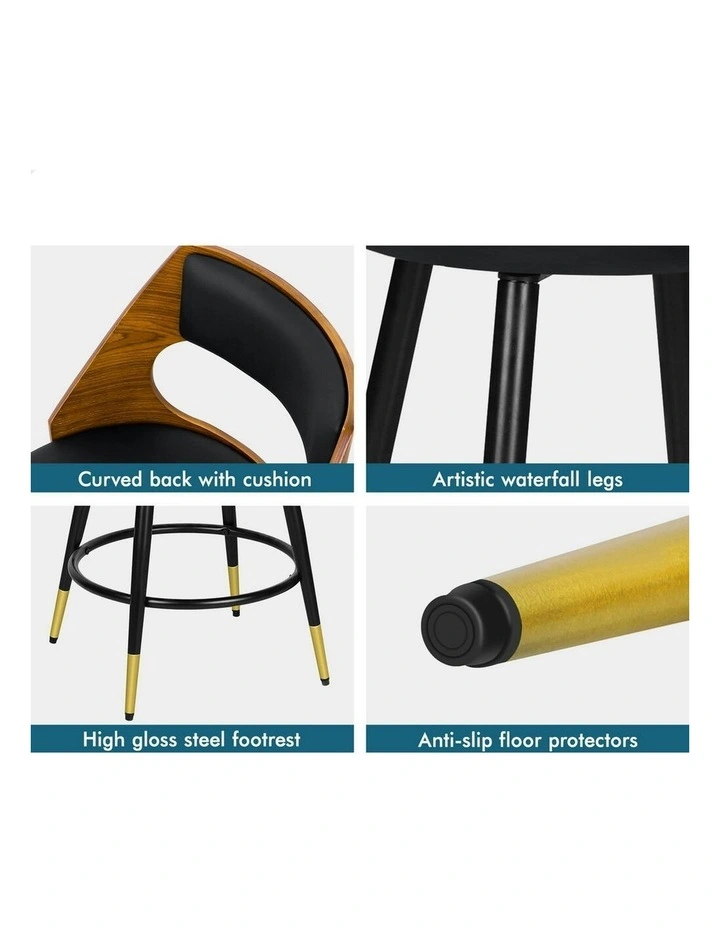 Morgan Kitchen Wooden Dining Swivel Bar Stools Set Of 2 in Black image 6