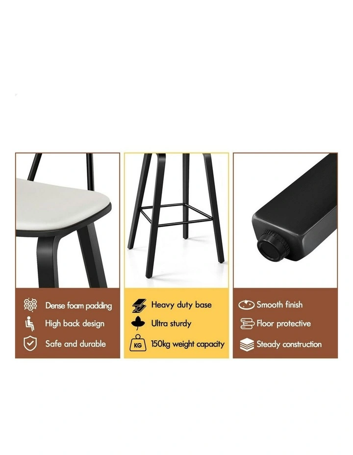 Kitchen Vintage Leather Seat Rattan Bar Stools Set Of 2 in Multi image 6