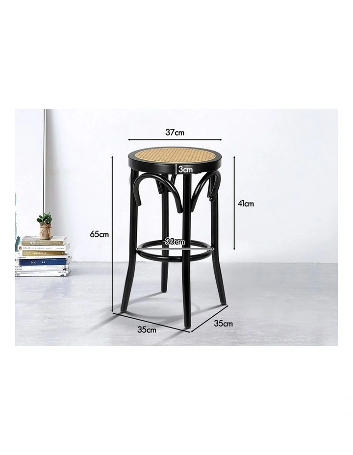 Rattan Mesh Seat Bar Stools Set Of 2 in Black image 7