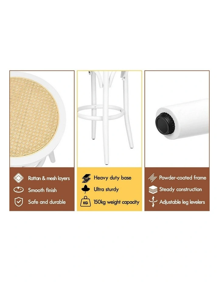 Rattan Mesh Seat Bar Stools Set Of 2 in White image 6