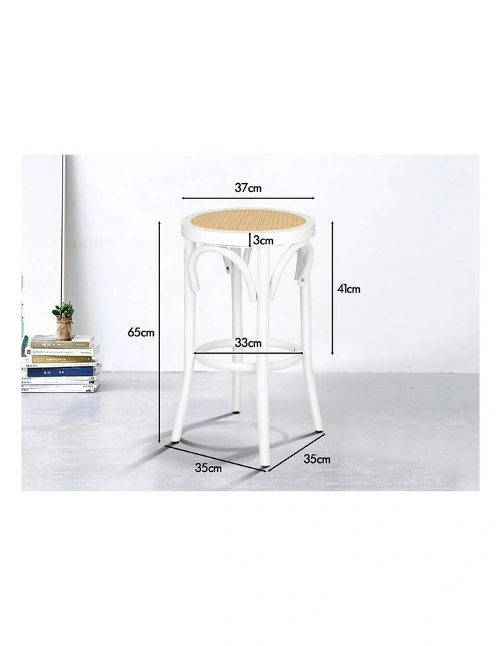 Rattan Mesh Seat Bar Stools Set Of 2 in White image 7