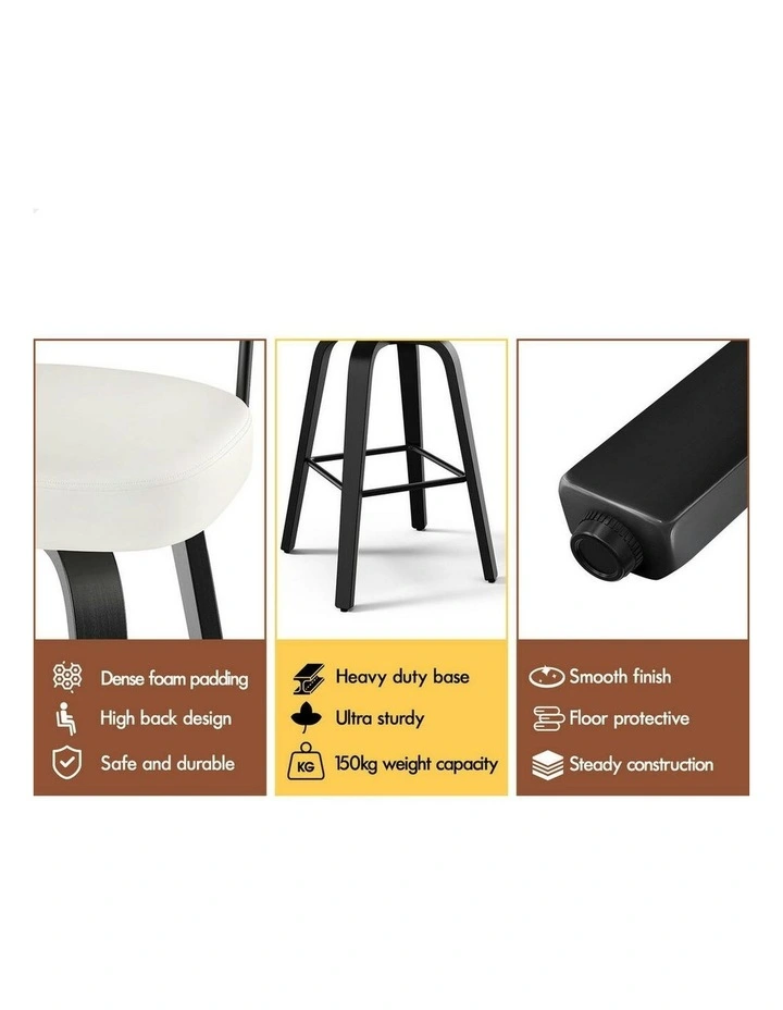 Kitchen Vintage Leather Seat Rattan Bar Stools Set Of 2 in Multi image 5