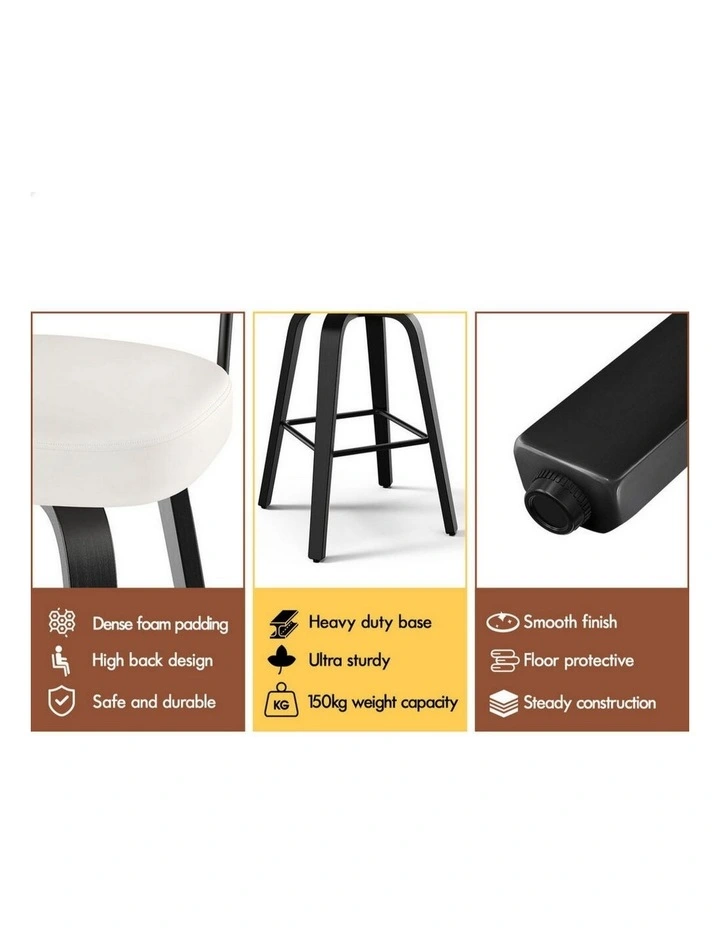 Kitchen Vintage Leather Seat Rattan Bar Stools Set Of 2 in Multi image 7