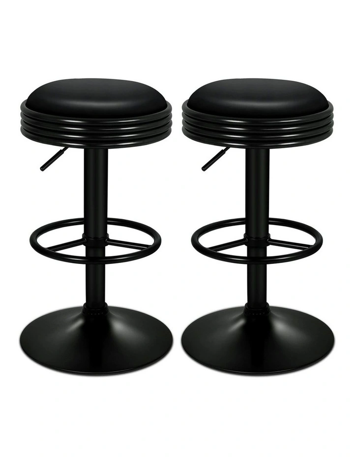 Backless Swivel Bar Stools Set Of 2 in All Black Sade image 1