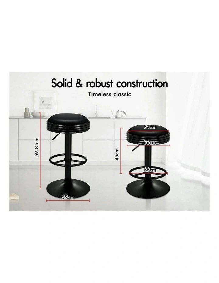 Backless Swivel Bar Stools Set Of 2 in All Black Sade image 6
