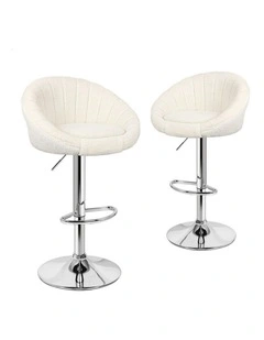 Gas Lift Sherpa Kitchen Swivel Bar Stools Set Of 2 in Beige