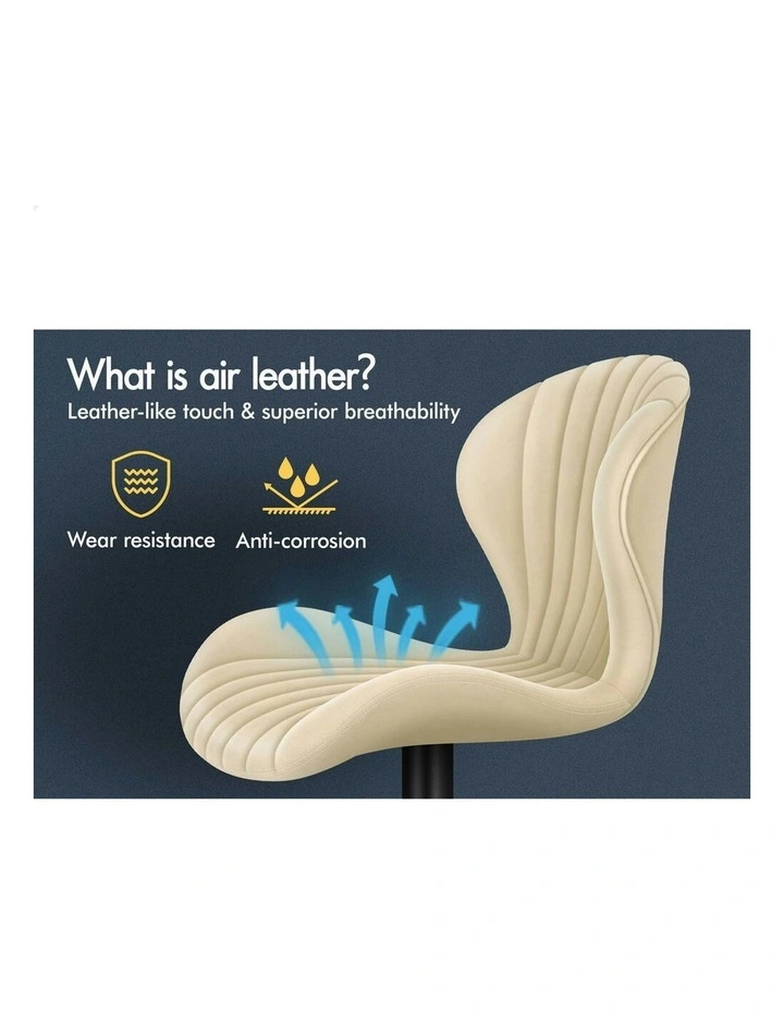 Gas Lift Air Leather Kitchen Swivel Bar Stools Set Of 2 in Beige image 4