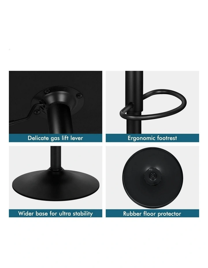 Gas Lift Air Leather Kitchen Swivel Bar Stools Set Of 2 in Beige image 7