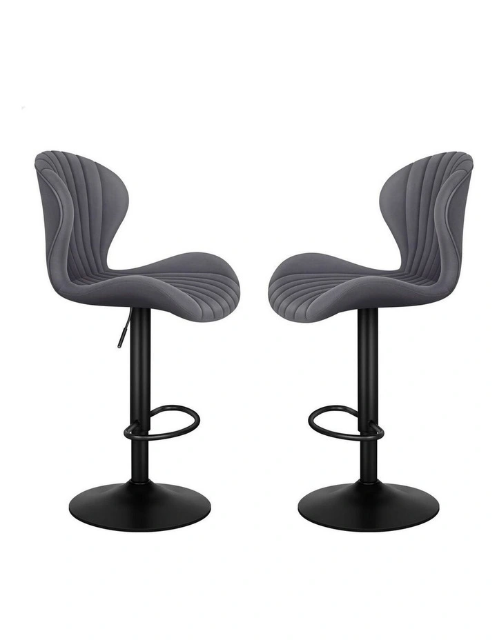 Gas Lift Air Leather Kitchen Swivel Bar Stools Set Of 2 in Grey image 1