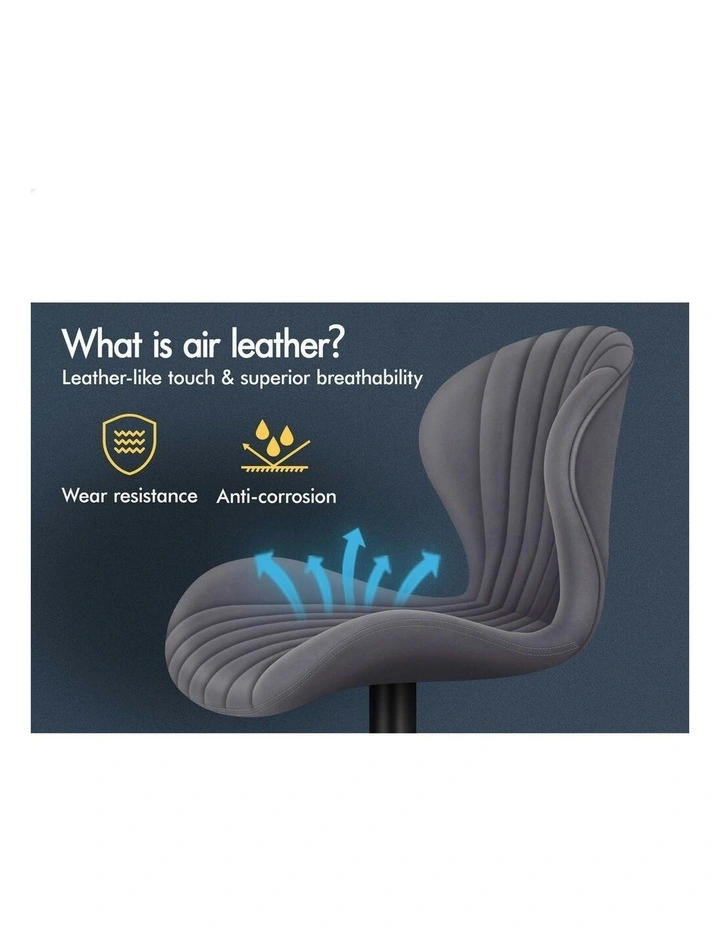 Gas Lift Air Leather Kitchen Swivel Bar Stools Set Of 2 in Grey image 4