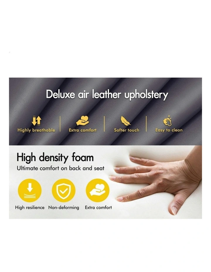 Gas Lift Air Leather Kitchen Swivel Bar Stools Set Of 2 in Grey image 5