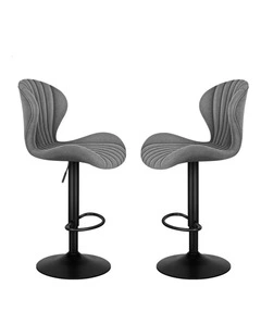 Gas Lift Fabric Kitchen Swivel Bar Stools Set Of 2 in Stella Grey