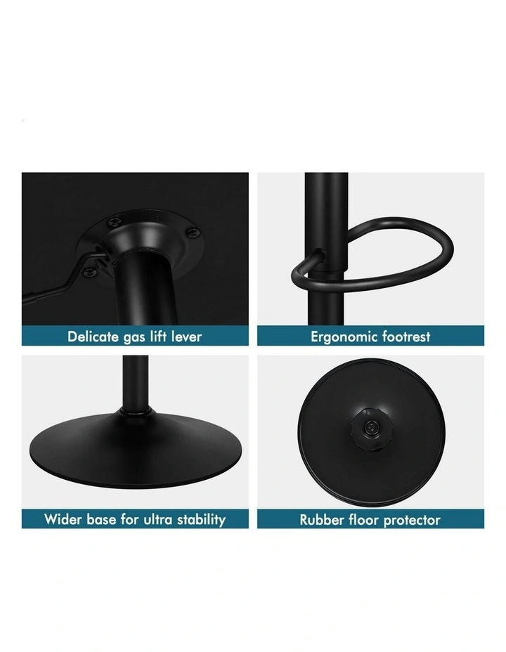 Gas Lift Fabric Kitchen Swivel Bar Stools Set Of 2 in Stella Grey image 4