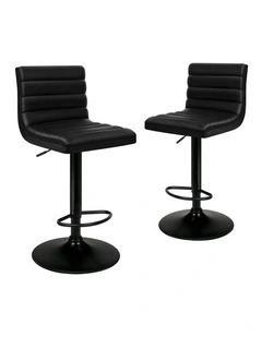 Kitchen Swivel Bar Stolls Set Of 2 in All Black Ruel