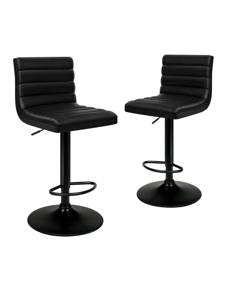 Kitchen Swivel Bar Stolls Set Of 2 in All Black Ruel image 1