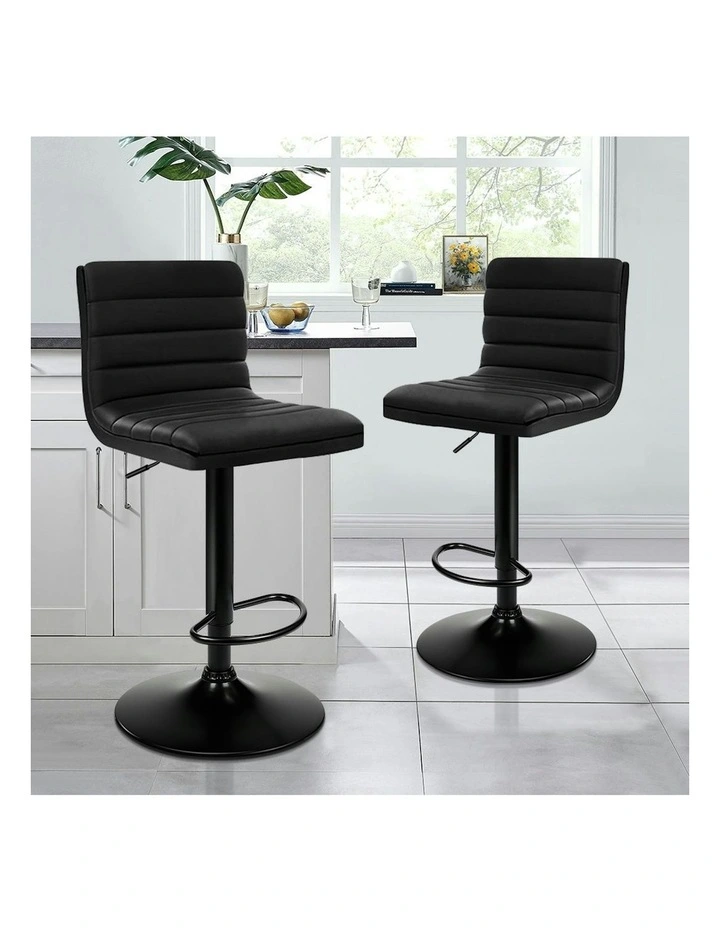 Kitchen Swivel Bar Stolls Set Of 2 in All Black Ruel image 2