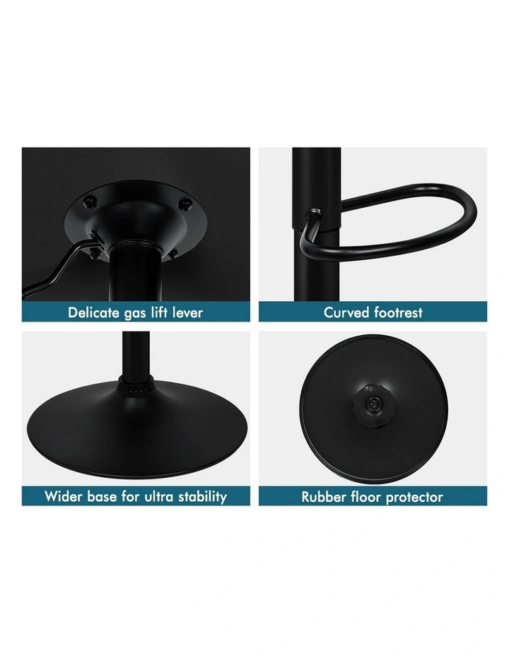 Kitchen Swivel Bar Stolls Set Of 2 in All Black Ruel image 4