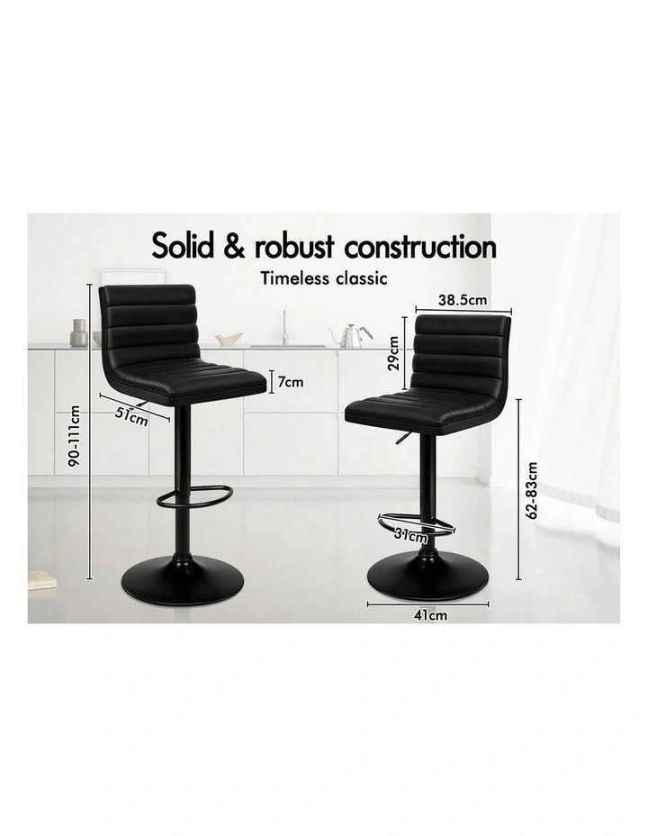 Kitchen Swivel Bar Stolls Set Of 2 in All Black Ruel image 6