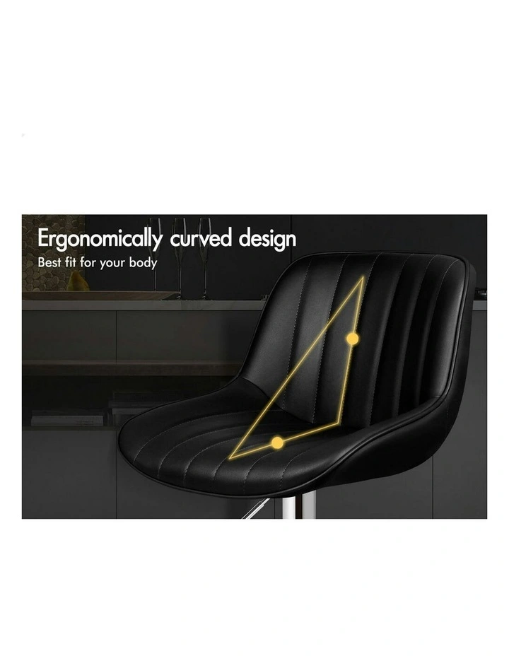 Gas Lift Leather Kitchen Swivel Bar Stools Set Of 2 in Wendy Black image 5