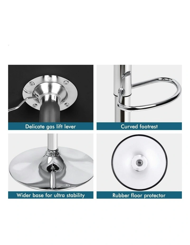 Gas Lift Leather Kitchen Swivel Bar Stools Set Of 2 in Wendy Black image 6