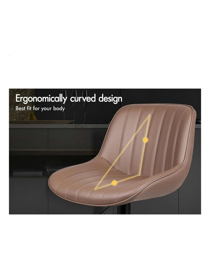 Gas Lift Leather Kitchen Swivel Bar Stools Set Of 2 in Wendy Brown image 5