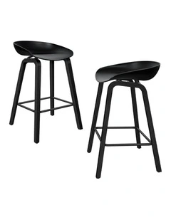Wooden Bar Stools Set Of 2 in All Black