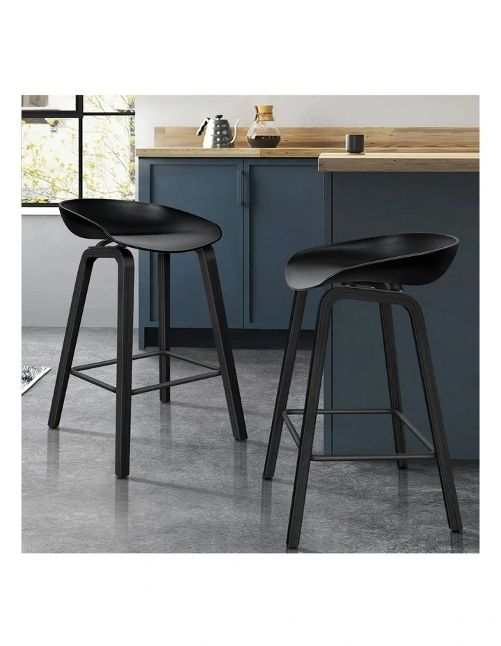 Wooden Bar Stools Set Of 2 in All Black image 2