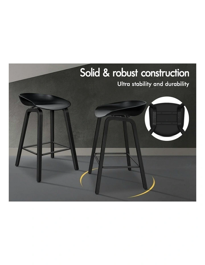 Wooden Bar Stools Set Of 2 in All Black image 3