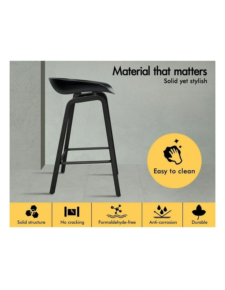Wooden Bar Stools Set Of 2 in All Black image 5