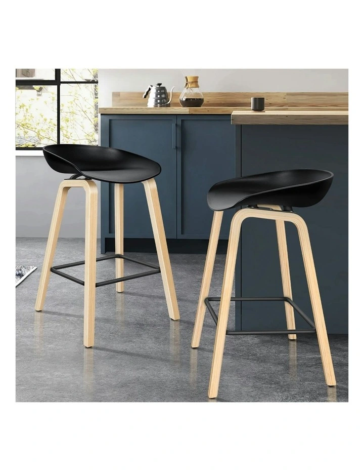 Wooden Bar Stools Set Of 2 in Black image 2