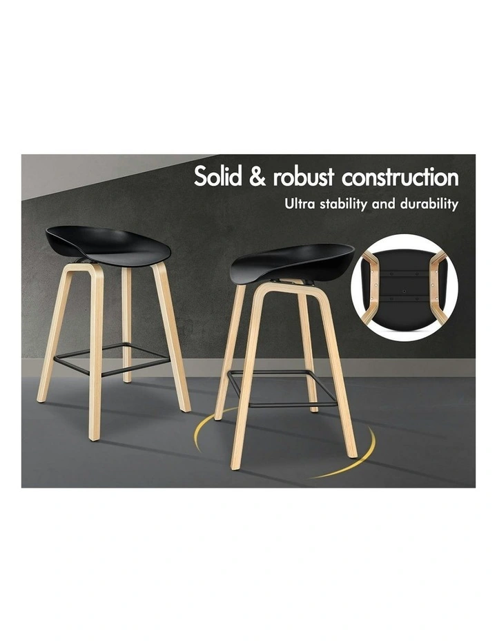 Wooden Bar Stools Set Of 2 in Black image 3