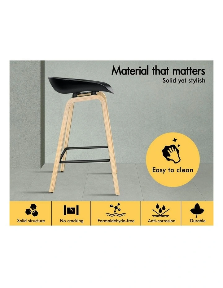 Wooden Bar Stools Set Of 2 in Black image 5