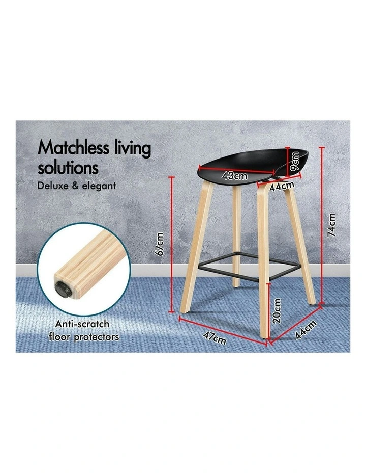 Wooden Bar Stools Set Of 2 in Black image 7