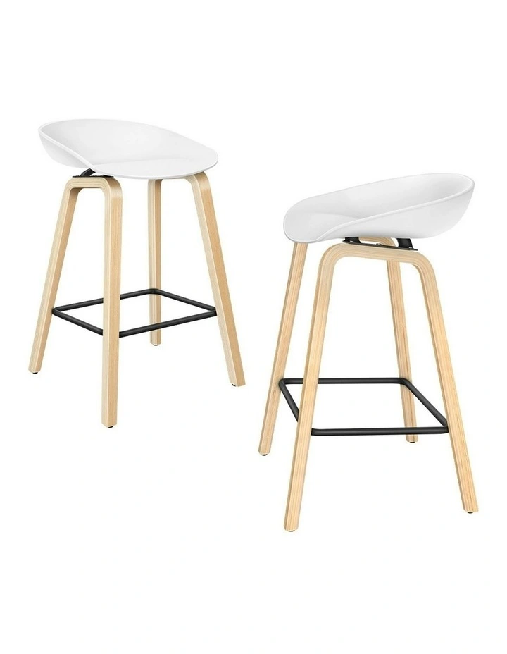 Wooden Bar Stools Set Of 2 in White image 1